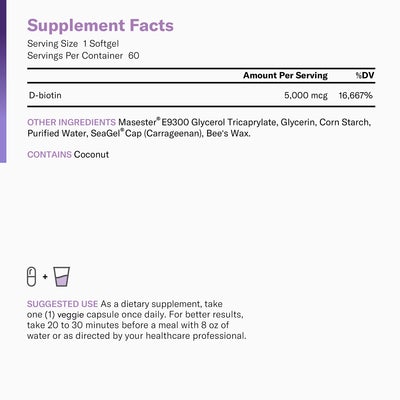 Supplement facts for Physician's Choice Biotin 5,000 mcg