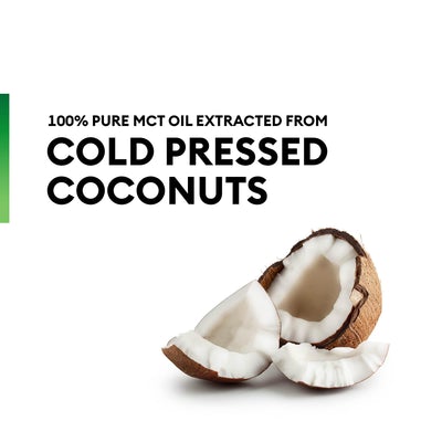 Physician's Choice MCT Oil contains 100% pure MCT oil extracted from cold-pressed coconut