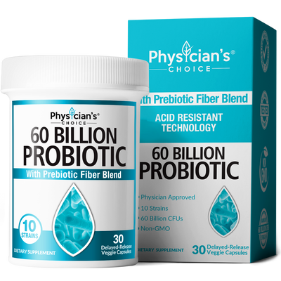 Physician's Choice - 60 Billion Probiotic Bottle with Prebiotic Fiber Blend - 30 capsules