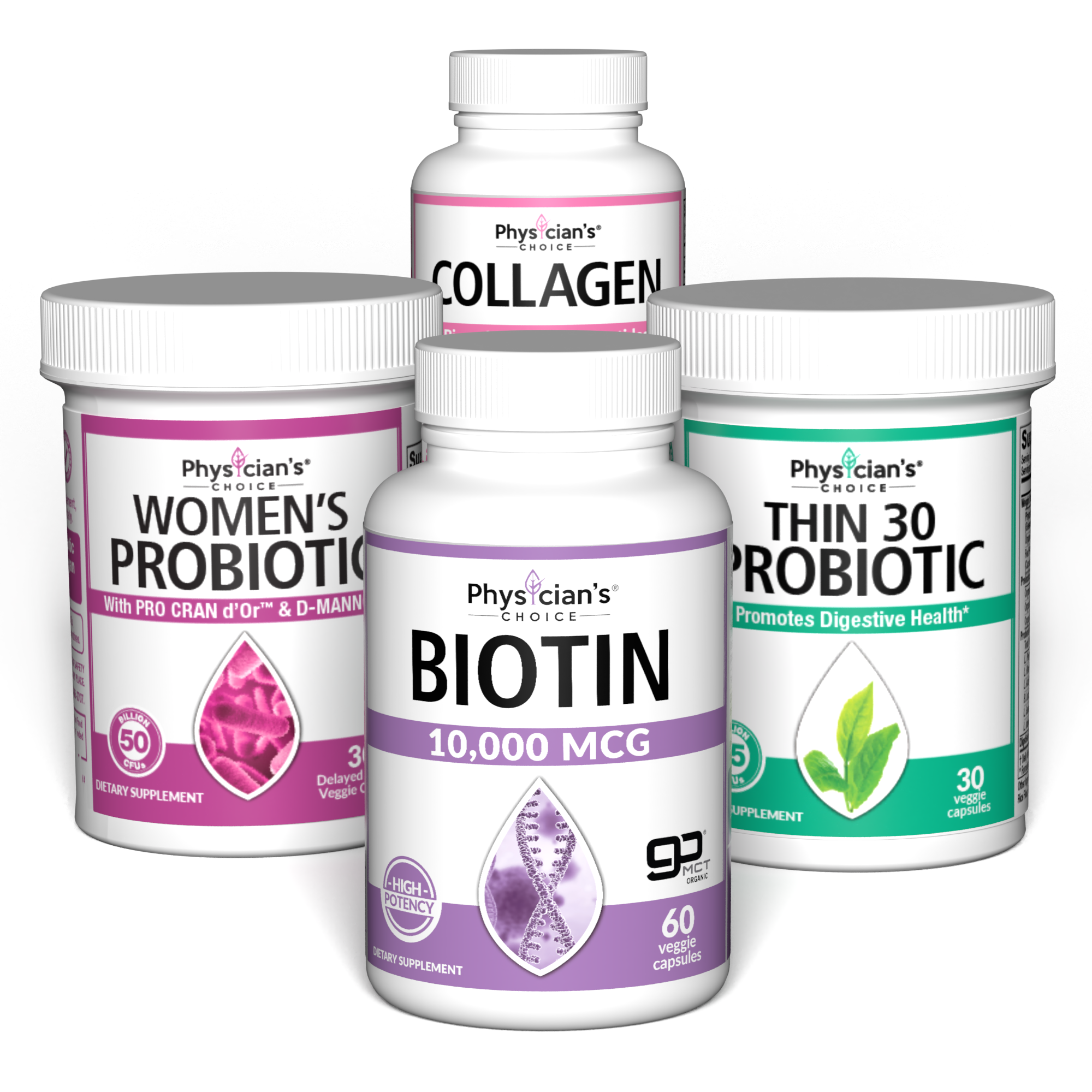 Women's Health Bundle with Biotin, Women's Probiotic, Thin 30 Probiotic, and Collagen