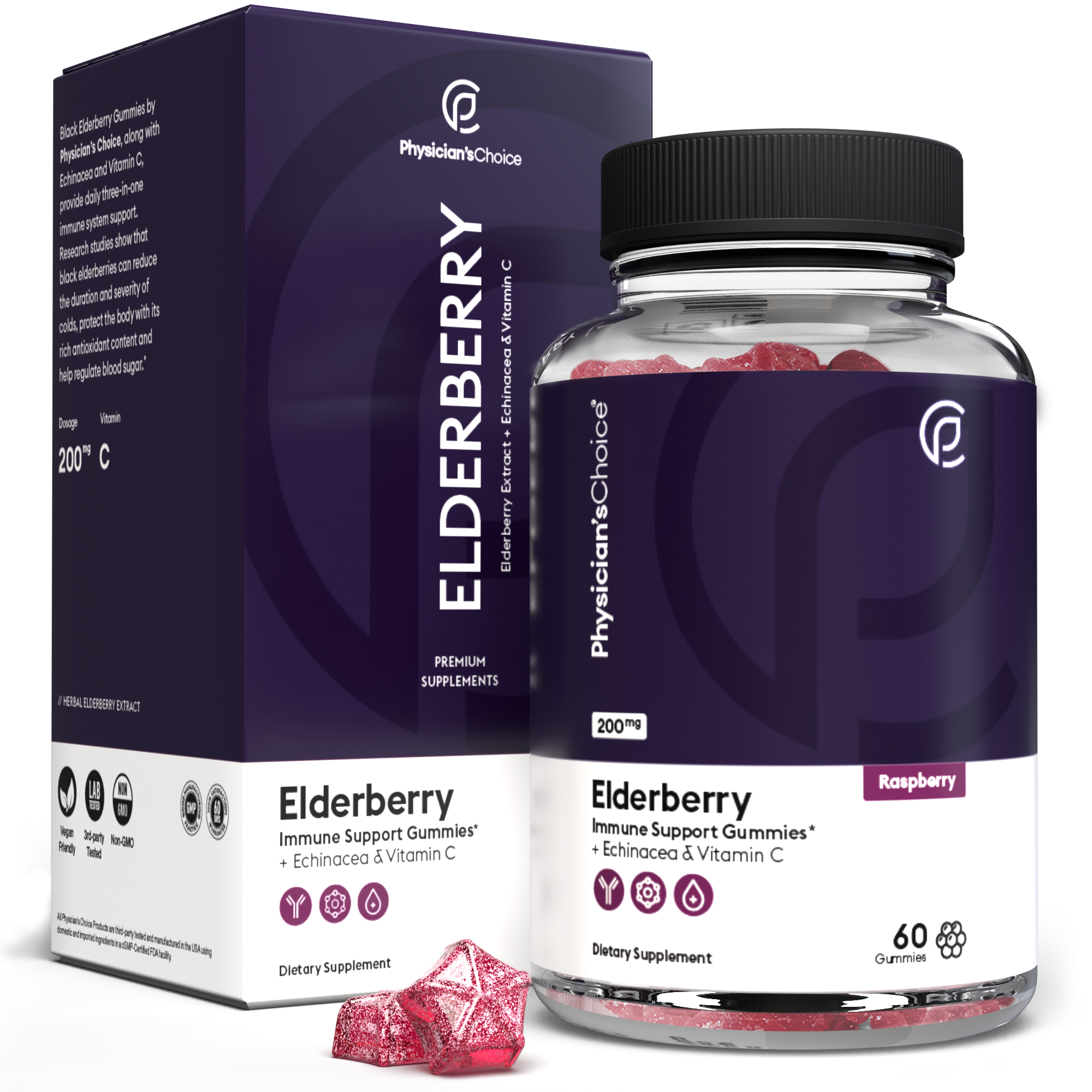 Physician's Choice Elderberry Gummies 60-count bottle for immune support