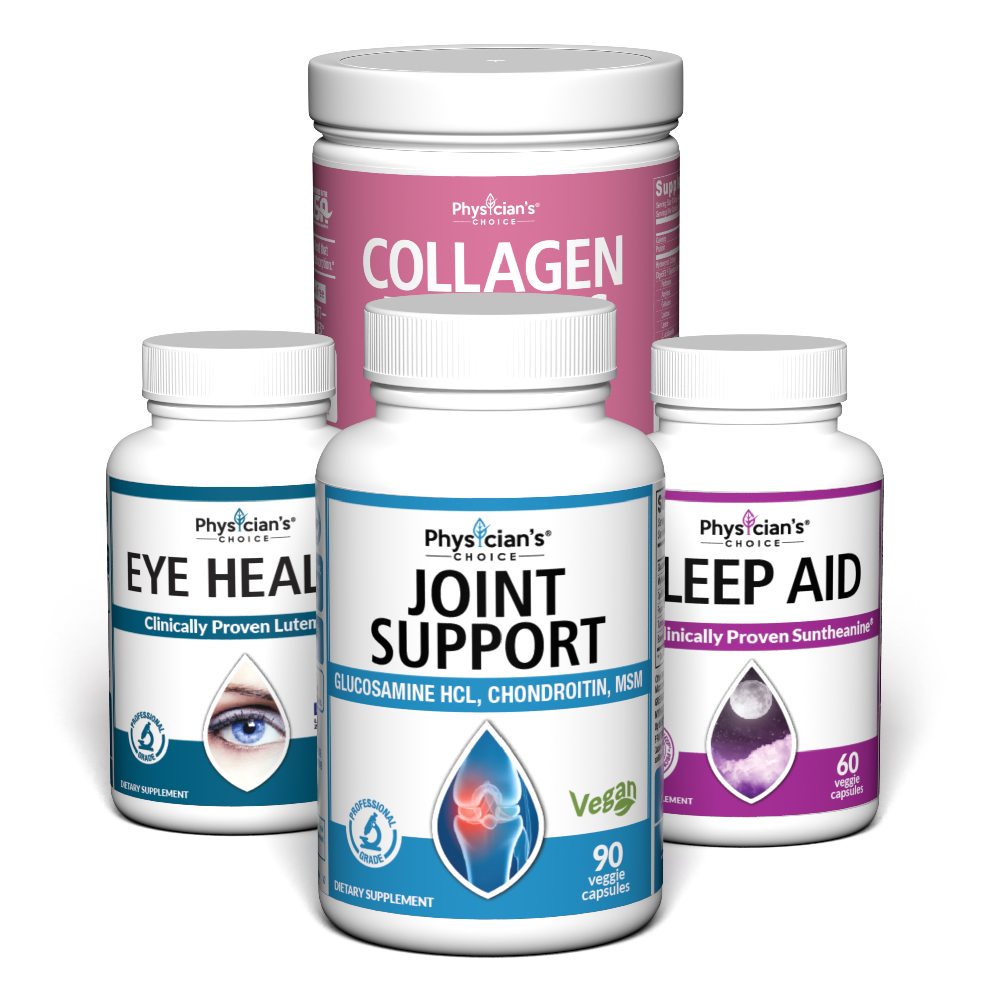 Healthy Adulthood Bundle with Joint Support, Eye Health, Sleep Aid, and Collagen Peptides