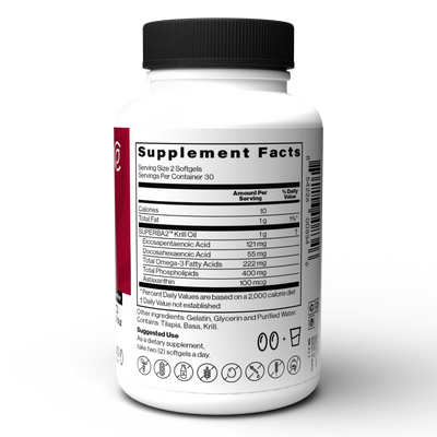 Supplement facts for Physician's Choice Antarctic Krill Oil with Superba2