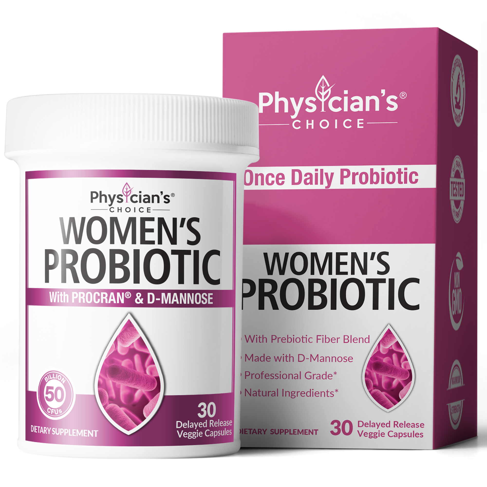 Physician's Choice Women's Probiotic With ProCran and D-Mannose 30-count bottle